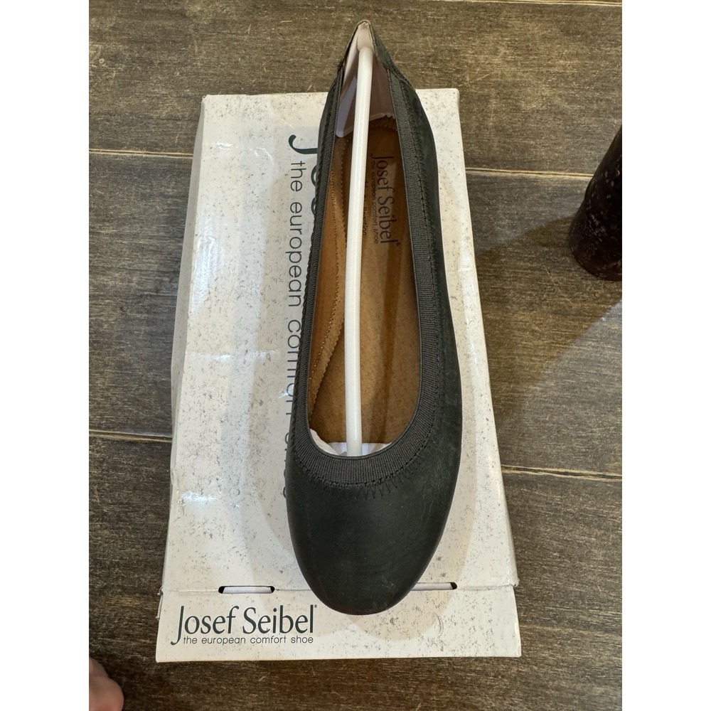 Josef Seibel Size 36 US 5.5 Black Pippa 33 Leather Ballet Flats Distressed - Picture 2 of 9